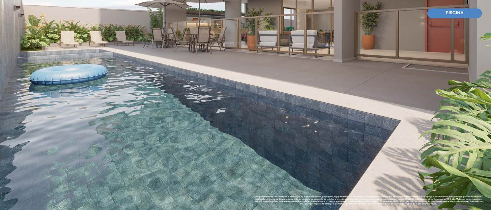 Piscina com deck do Due Home & Living